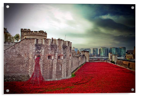 Tower Of London Poppies Red Poppy Acrylic by Andy Evans Photos