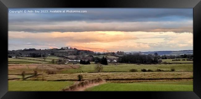 The troutbeck landscape views towards penrith at sunset on a winters day  Framed Print by Pelin Bay