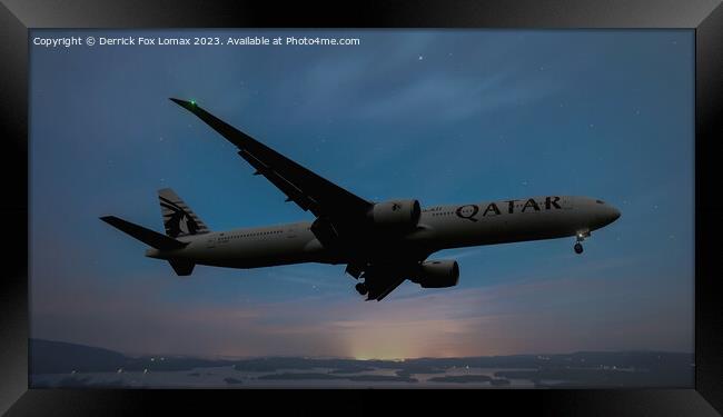Qatar airways boeing 777 Framed Print by Derrick Fox Lomax