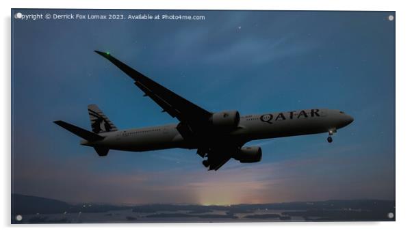 Qatar airways boeing 777 Acrylic by Derrick Fox Lomax