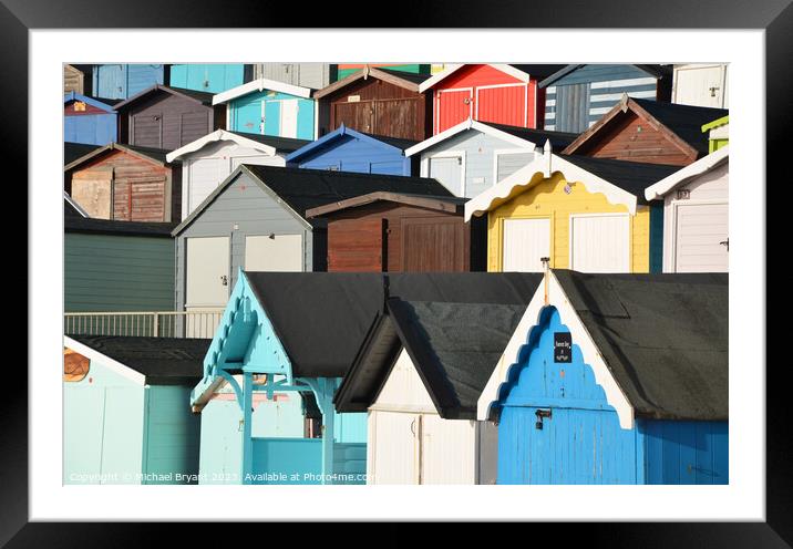 Beach huts at Walton on the naze Framed Mounted Print by Michael bryant Tiptopimage