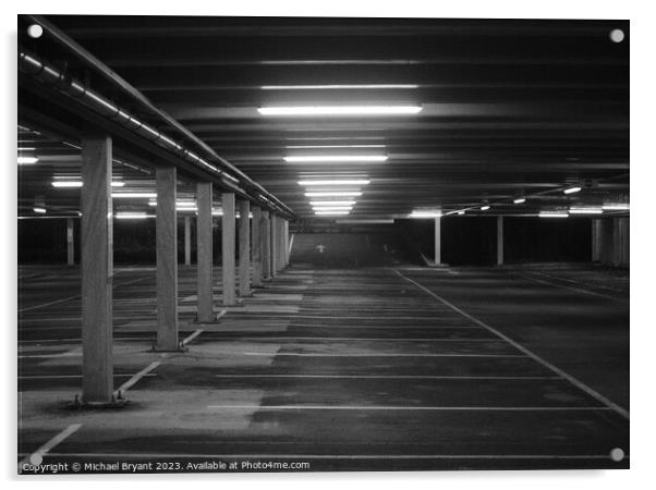 Colchester car Park in mono Acrylic by Michael bryant Tiptopimage