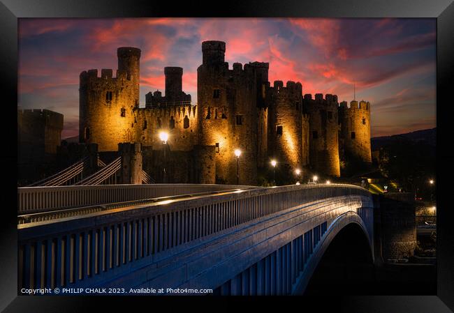 Conwy castle sunset  Framed Print by PHILIP CHALK