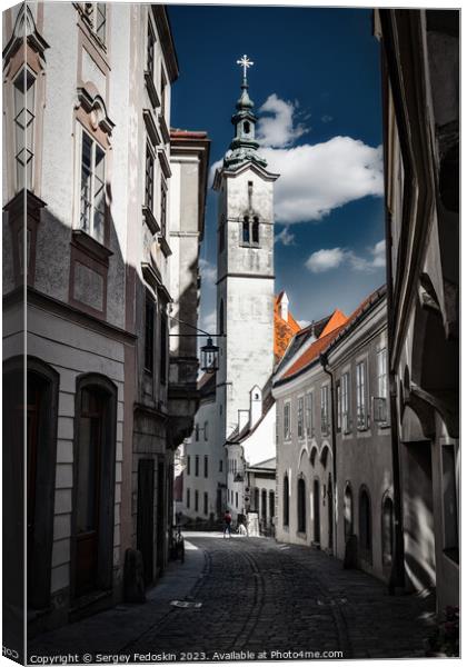 Street in old town of Steyr. Austria. Canvas Print by Sergey Fedoskin