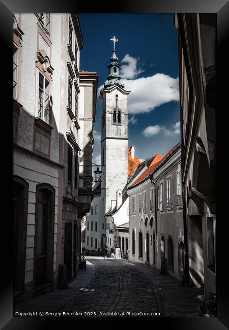 Street in old town of Steyr. Austria. Framed Print by Sergey Fedoskin