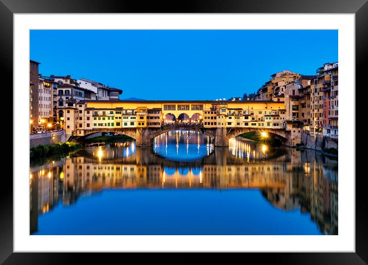 Ponte Vecchio at night Framed Mounted Print by Fabrizio Troiani