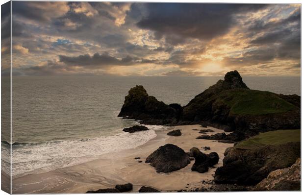 Majestic Sunset Over Kynance Cove Canvas Print by kathy white