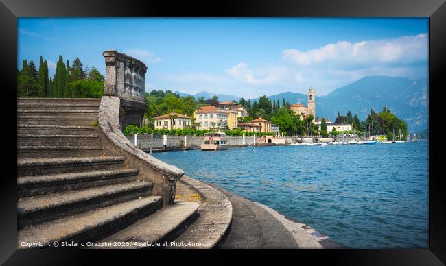 Tremezzo Tremezzina stairs and lakefront. Lake Como district Framed Print by Stefano Orazzini