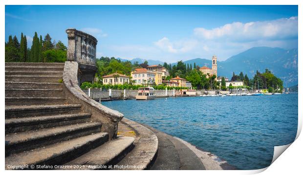 Tremezzo Tremezzina stairs and lakefront. Lake Como district Print by Stefano Orazzini