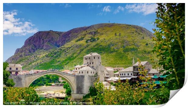 A bridge over a river in Mostar Print by M. J. Photography
