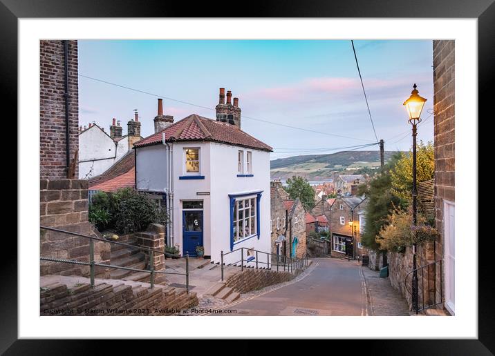 Sunset over Robin Hoods Bay, New Road, North Yorkshire Framed Mounted Print by Martin Williams