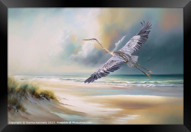 Heron By the Sea Framed Print by Donna Kennedy