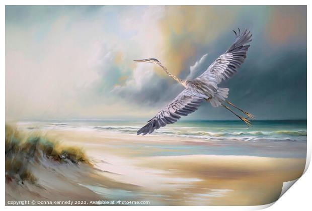 Heron By the Sea Print by Donna Kennedy