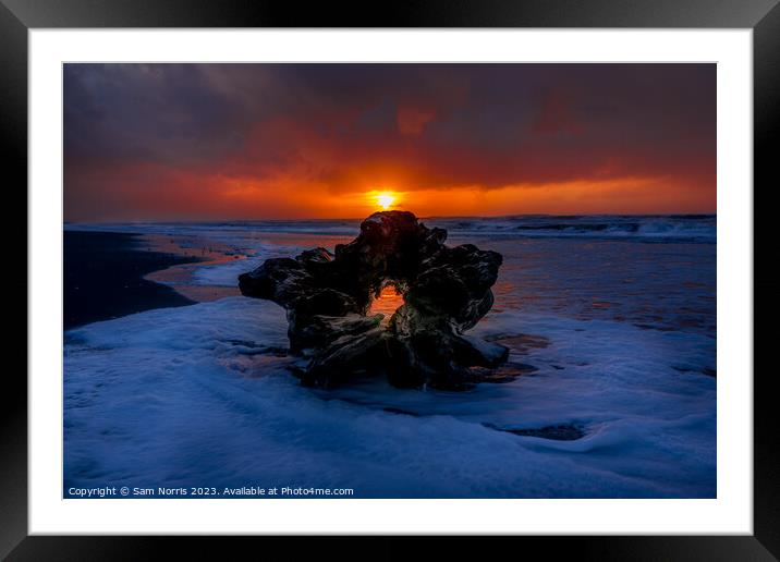Driftwood Sunset Framed Mounted Print by Sam Norris
