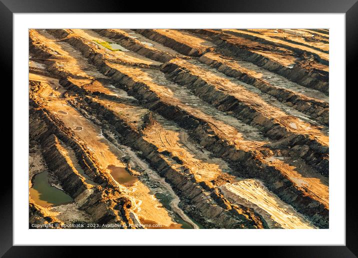 Aerial Ft McMurray surface mining Oilsands Alberta Canada  Framed Mounted Print by Spotmatik 