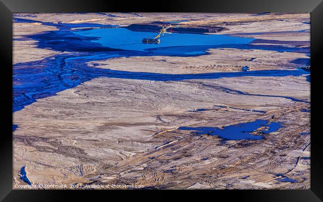 Aerial view Ft McMurray Tailing ponds Alberta Canada Framed Print by Spotmatik 