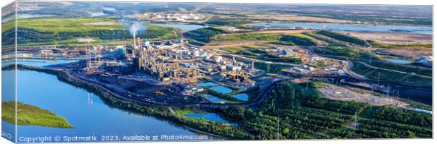 Aerial Panorama Canadian Oil Refinery Athabasca river Alberta Canvas Print by Spotmatik 