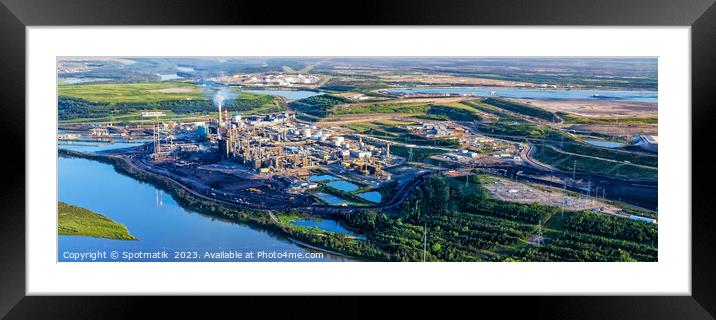 Aerial Panorama Canadian Oil Refinery Athabasca river Alberta Framed Mounted Print by Spotmatik 