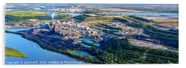 Aerial Panorama Canadian Oil Refinery Athabasca river Alberta Acrylic by Spotmatik 