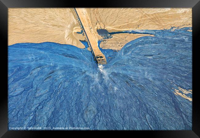 Aerial oil refinery Tailing pond Abstract Alberta  Framed Print by Spotmatik 