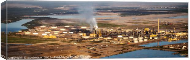 Aerial Panoramic of view Petrochemical Oil Refinery Canada Canvas Print by Spotmatik 