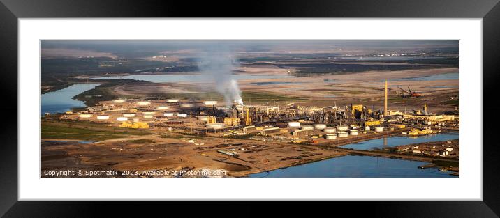 Aerial Panoramic of view Petrochemical Oil Refinery Canada Framed Mounted Print by Spotmatik 