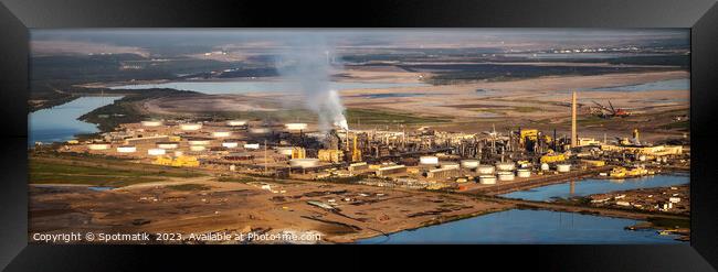 Aerial Panoramic of view Petrochemical Oil Refinery Canada Framed Print by Spotmatik 
