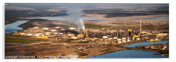 Aerial Panoramic of view Petrochemical Oil Refinery Canada Acrylic by Spotmatik 