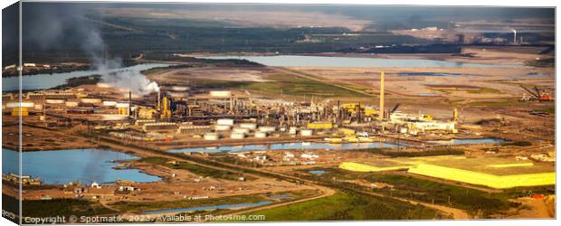 Aerial Panorama view of Petrochemical oil refinery Canada Canvas Print by Spotmatik 