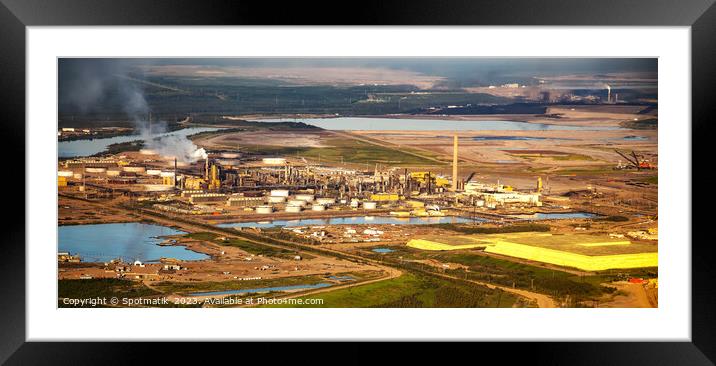 Aerial Panorama view of Petrochemical oil refinery Canada Framed Mounted Print by Spotmatik 