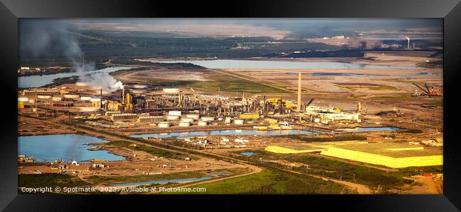 Aerial Panorama view of Petrochemical oil refinery Canada Framed Print by Spotmatik 