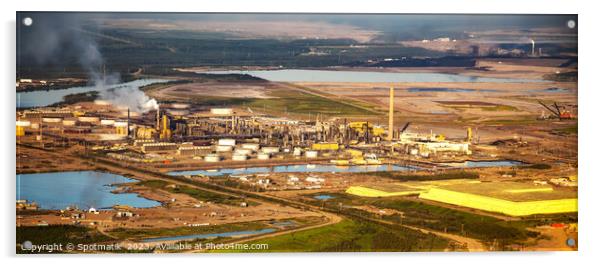 Aerial Panorama view of Petrochemical oil refinery Canada Acrylic by Spotmatik 