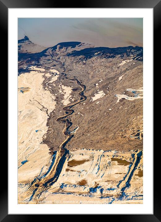 Aerial view of Tailing ponds Ft McMurray Alberta Framed Mounted Print by Spotmatik 