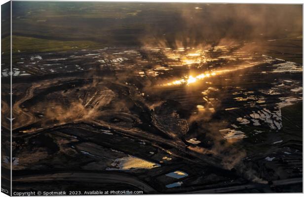 Aerial Canadian view of Oilsands Industrial surface mining  Canvas Print by Spotmatik 