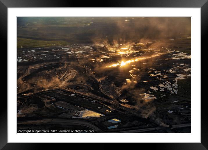 Aerial Canadian view of Oilsands Industrial surface mining  Framed Mounted Print by Spotmatik 