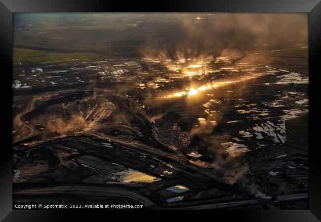 Aerial Canadian view of Oilsands Industrial surface mining  Framed Print by Spotmatik 
