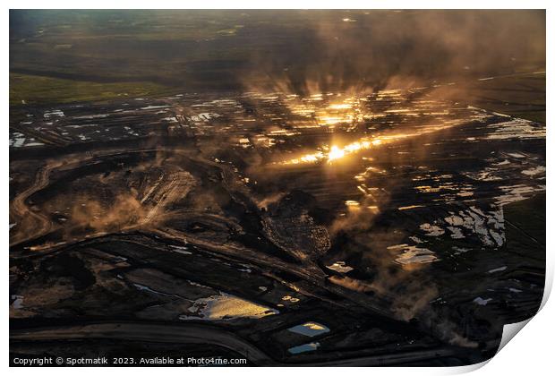 Aerial Canadian view of Oilsands Industrial surface mining  Print by Spotmatik 