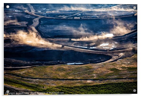 Aerial open pit Industrial surface mining for Oilsands  Acrylic by Spotmatik 