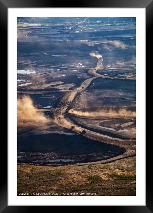 Aerial view Petroleum Industrial oil mining site Alberta  Framed Mounted Print by Spotmatik 
