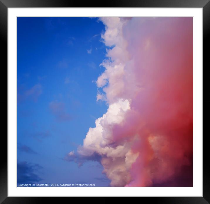 Aerial view volcano smoke erupting from open fissures  Framed Mounted Print by Spotmatik 