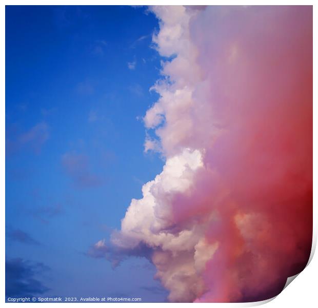 Aerial view volcano smoke erupting from open fissures  Print by Spotmatik 