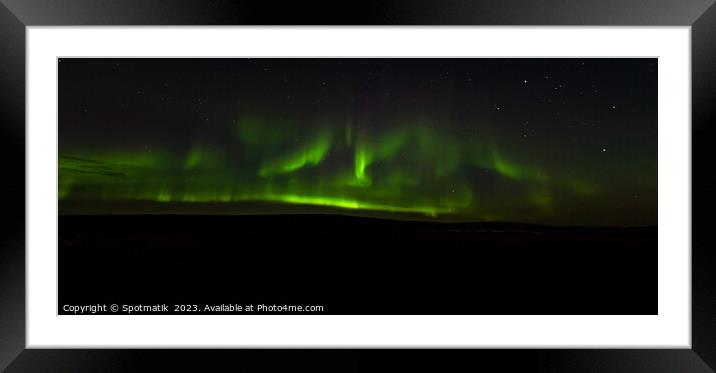 Aerial Panorama view of the Aurora Borealis Iceland  Framed Mounted Print by Spotmatik 