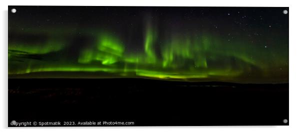 Aerial Panorama view of Aurora Borealis Northern lights  Acrylic by Spotmatik 