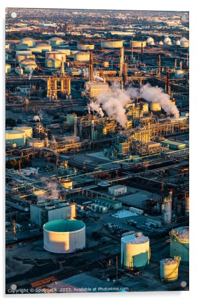 Aerial view of a coastal Petrochemical storage facility  Acrylic by Spotmatik 