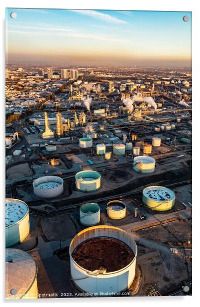 Aerial of Petrochemical Industrial storage facility California  Acrylic by Spotmatik 