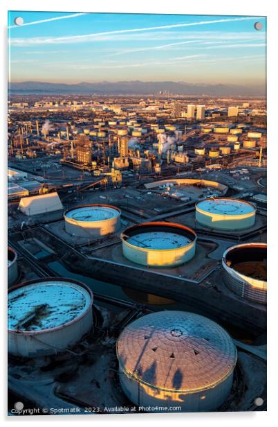 Aerial view of Industrial coastal Petrochemical refinery Acrylic by Spotmatik 