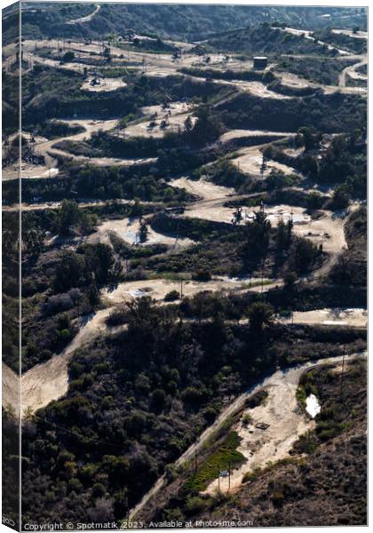 Aerial downtown view of Los Angeles Ingelwood Oil Field USA Canvas Print by Spotmatik 