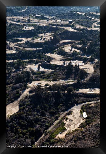 Aerial downtown view of Los Angeles Ingelwood Oil Field USA Framed Print by Spotmatik 