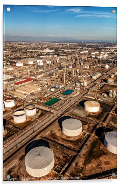 Aerial view of Industrial petrochemical plant Los Angeles  Acrylic by Spotmatik 
