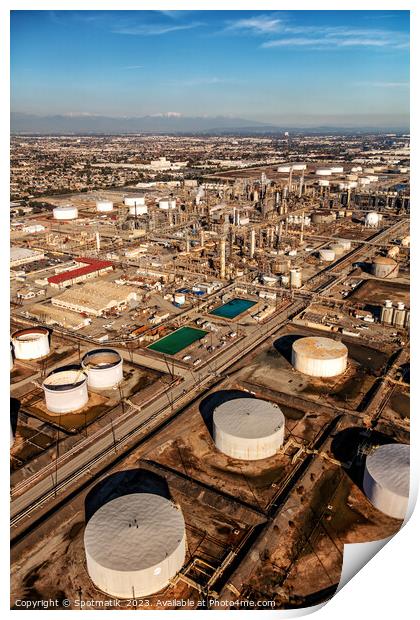 Aerial view of Industrial petrochemical plant Los Angeles  Print by Spotmatik 